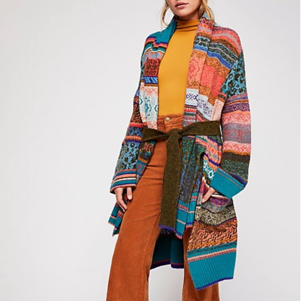 NEW Free People Fantasia Fairisle Sweater Cardi - Picture 3 of 8